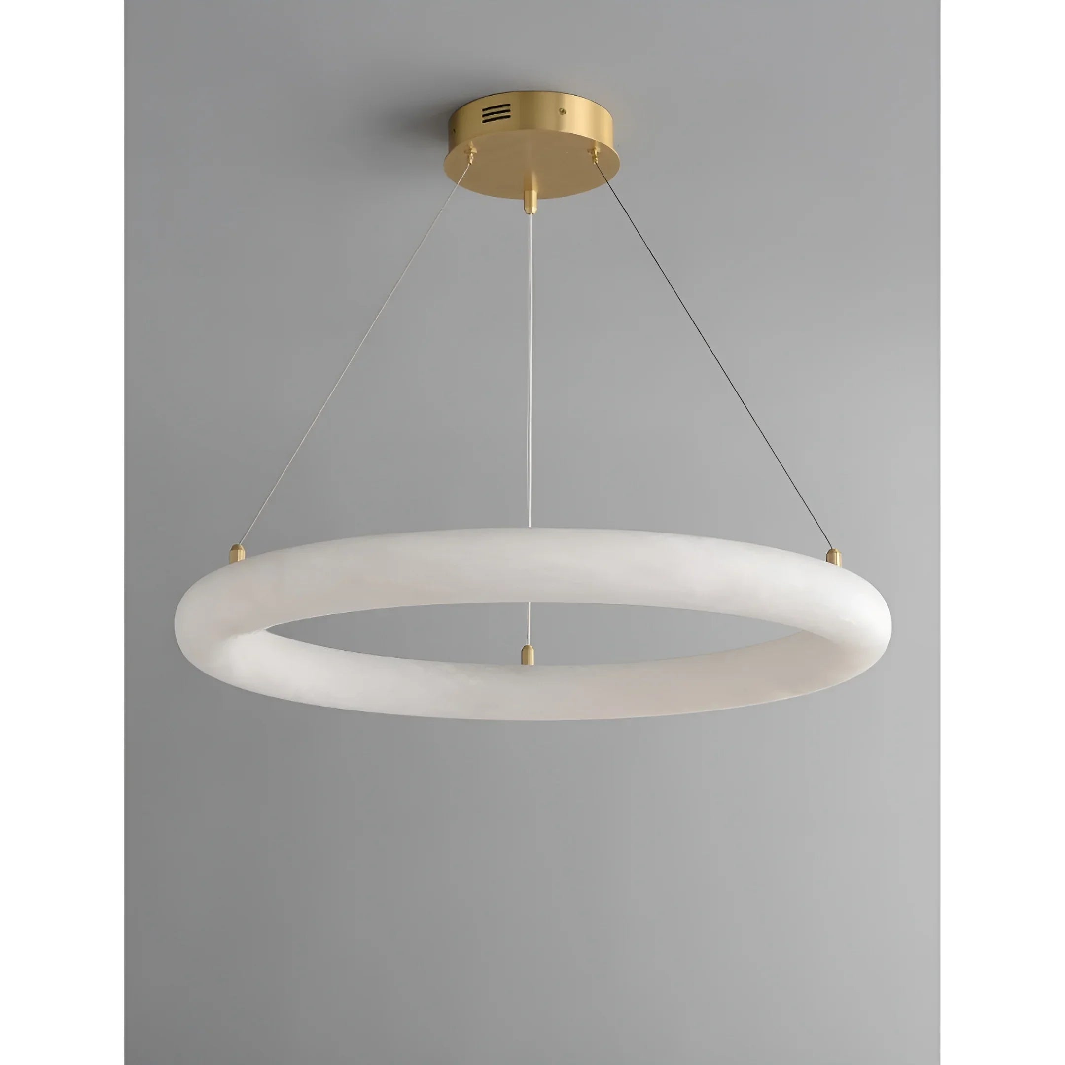 Modern Spanish Alabaster Ring Chandelier - Brass Ceiling Light