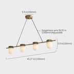 Chic Marble Linear Chandelier Over Dining Table with Hanging Chain