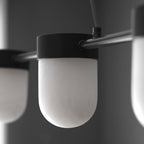 Chic Marble Linear Chandelier Over Dining Table with Hanging Chain