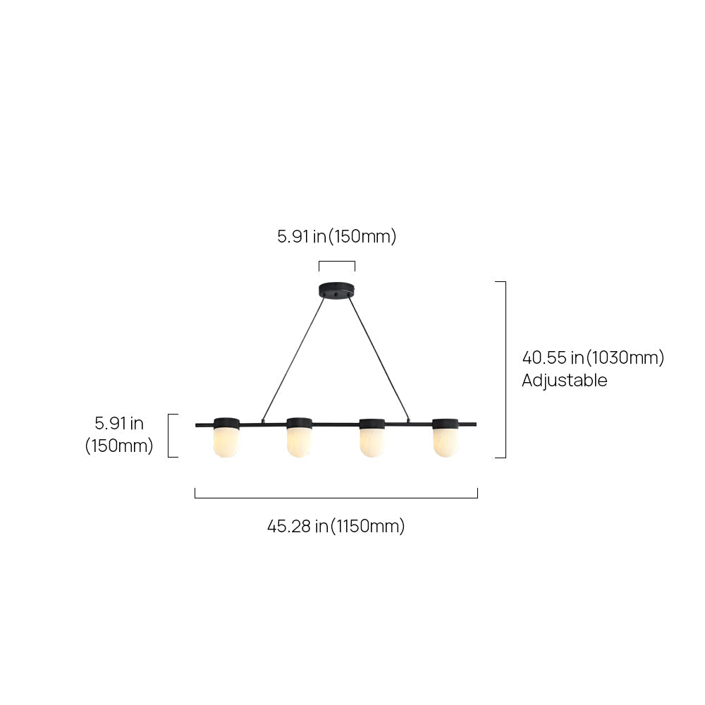 Chic Marble Linear Chandelier Over Dining Table with Hanging Chain