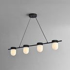 Chic Marble Linear Chandelier Over Dining Table with Hanging Chain