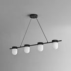 Chic Marble Linear Chandelier Over Dining Table with Hanging Chain