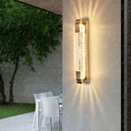 Crystal & Metal Outdoor Wall Light – Modern Luxe Waterproof Sconce