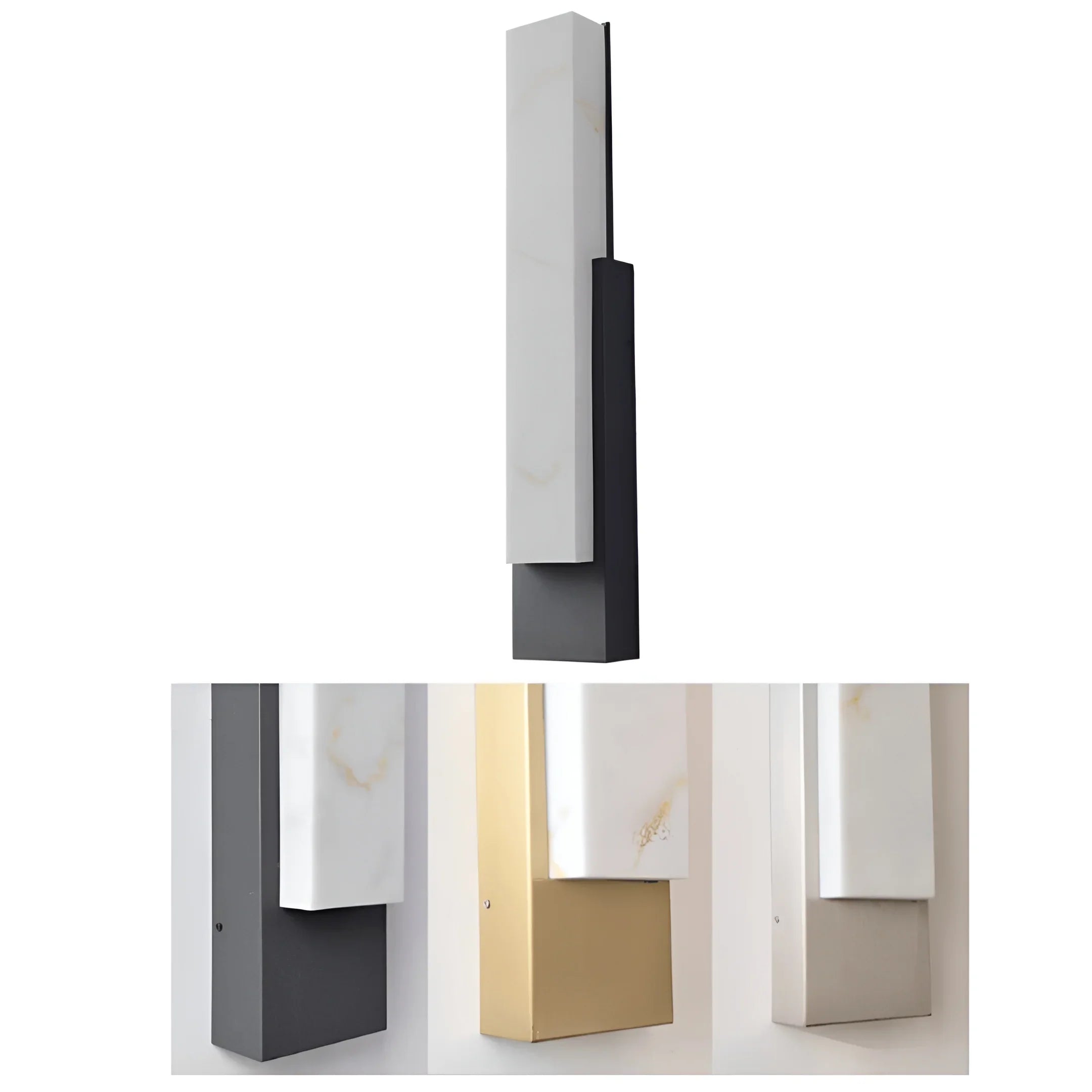Modern Marble-Look Outdoor Wall Light - Stainless Steel LED Sconce