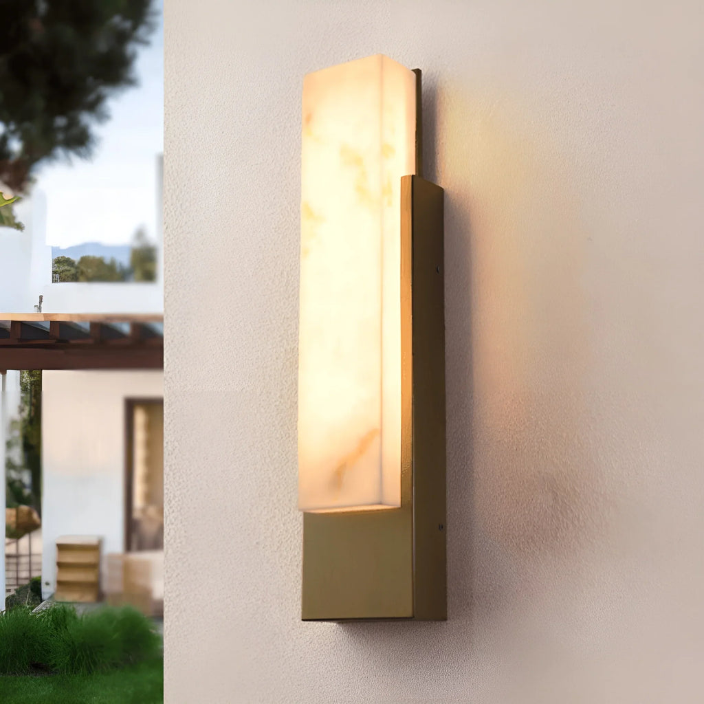 Modern Marble-Look Outdoor Wall Light - Stainless Steel LED Sconce