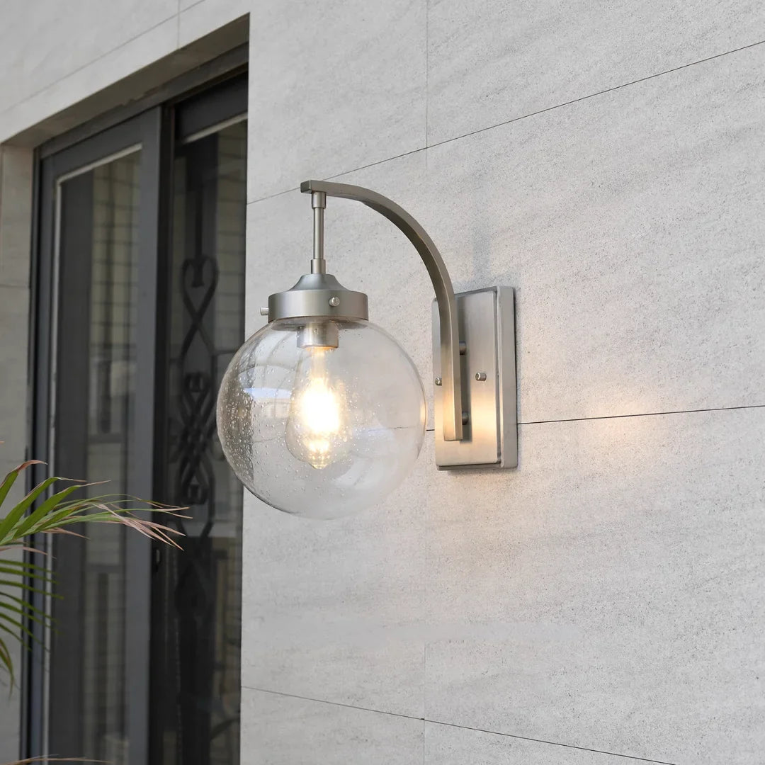 Stainless Steel & Glass Globe Waterproof Exterior Light