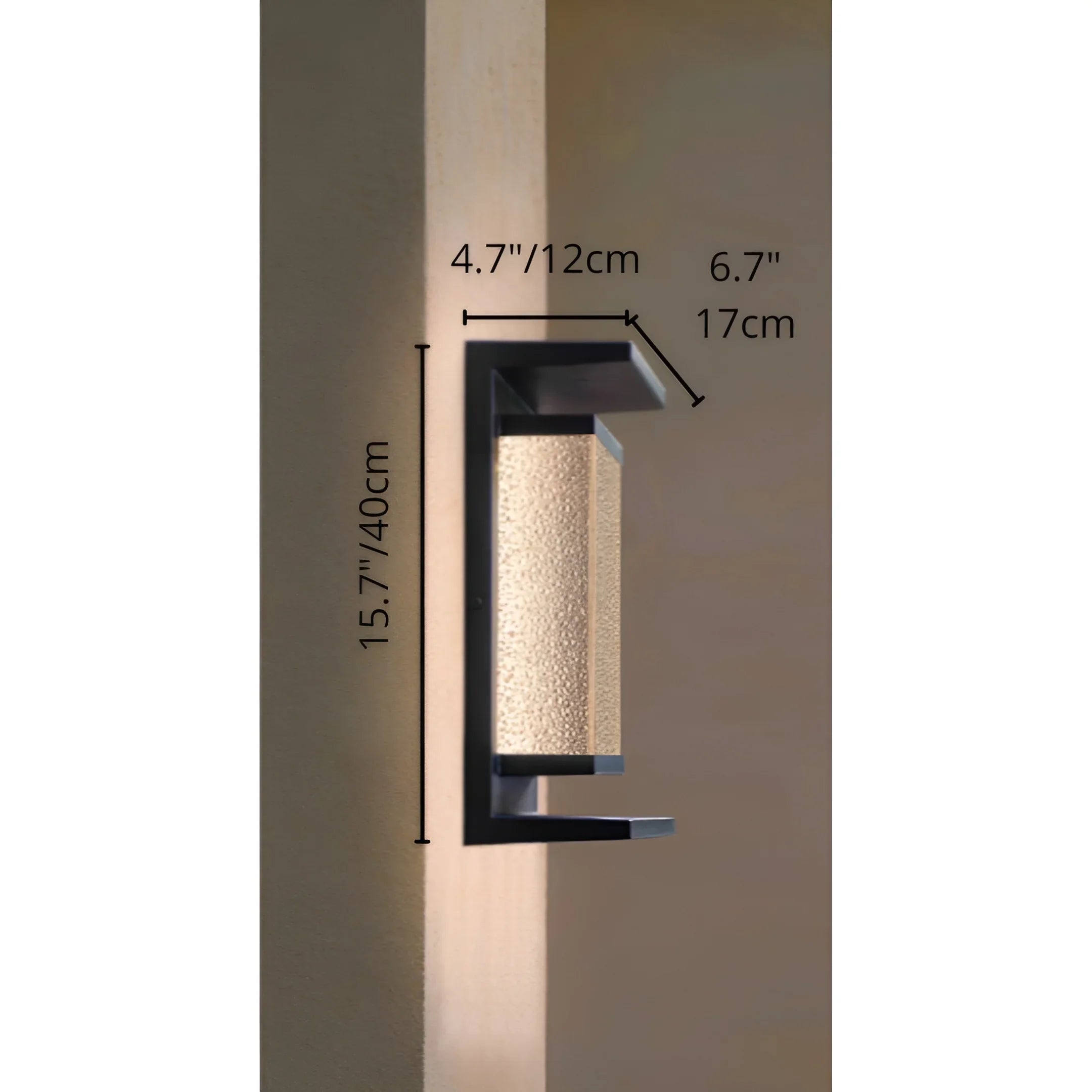 Modern Outdoor Wall Light with Textured Glass for Home Exterior