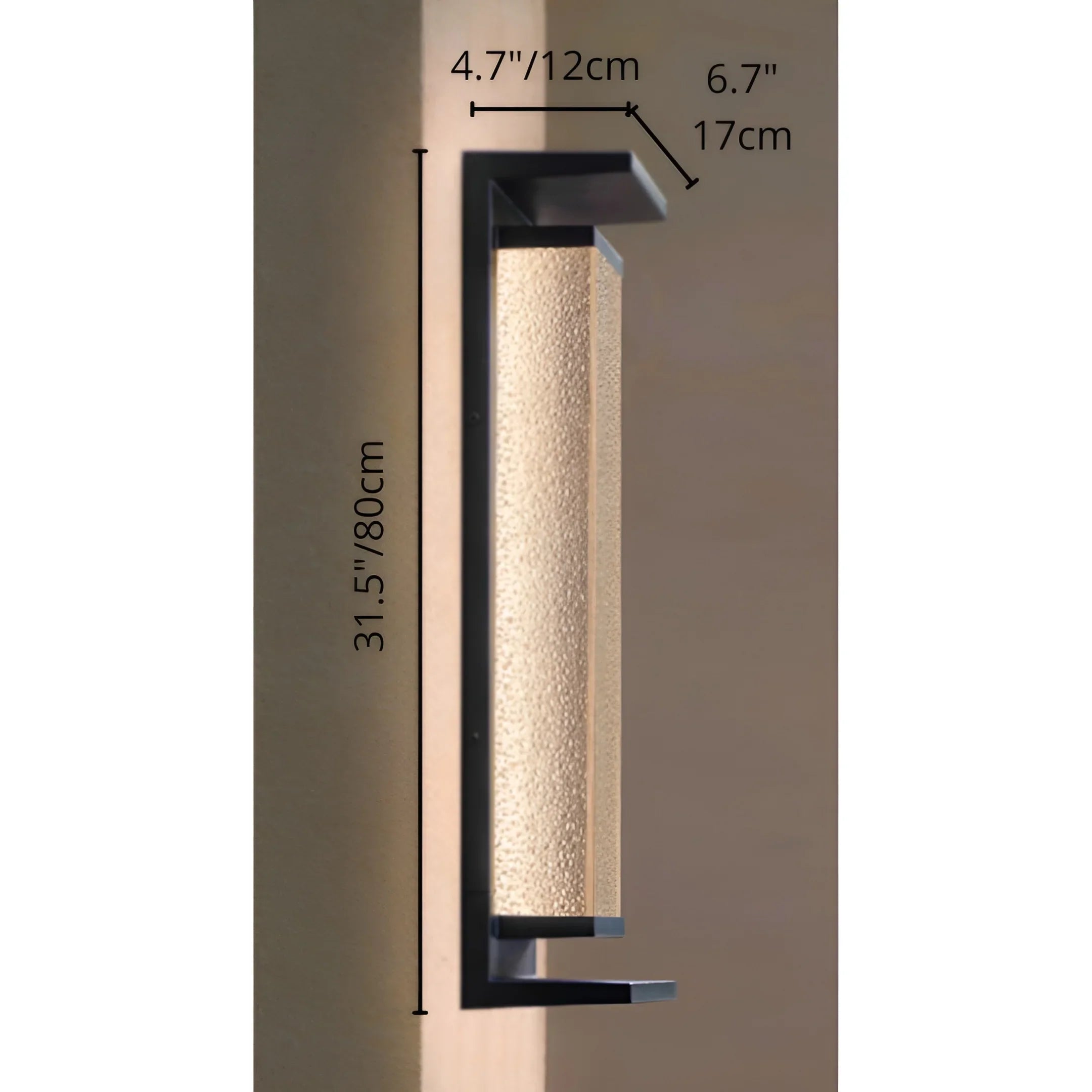 Modern Outdoor Wall Light with Textured Glass for Home Exterior