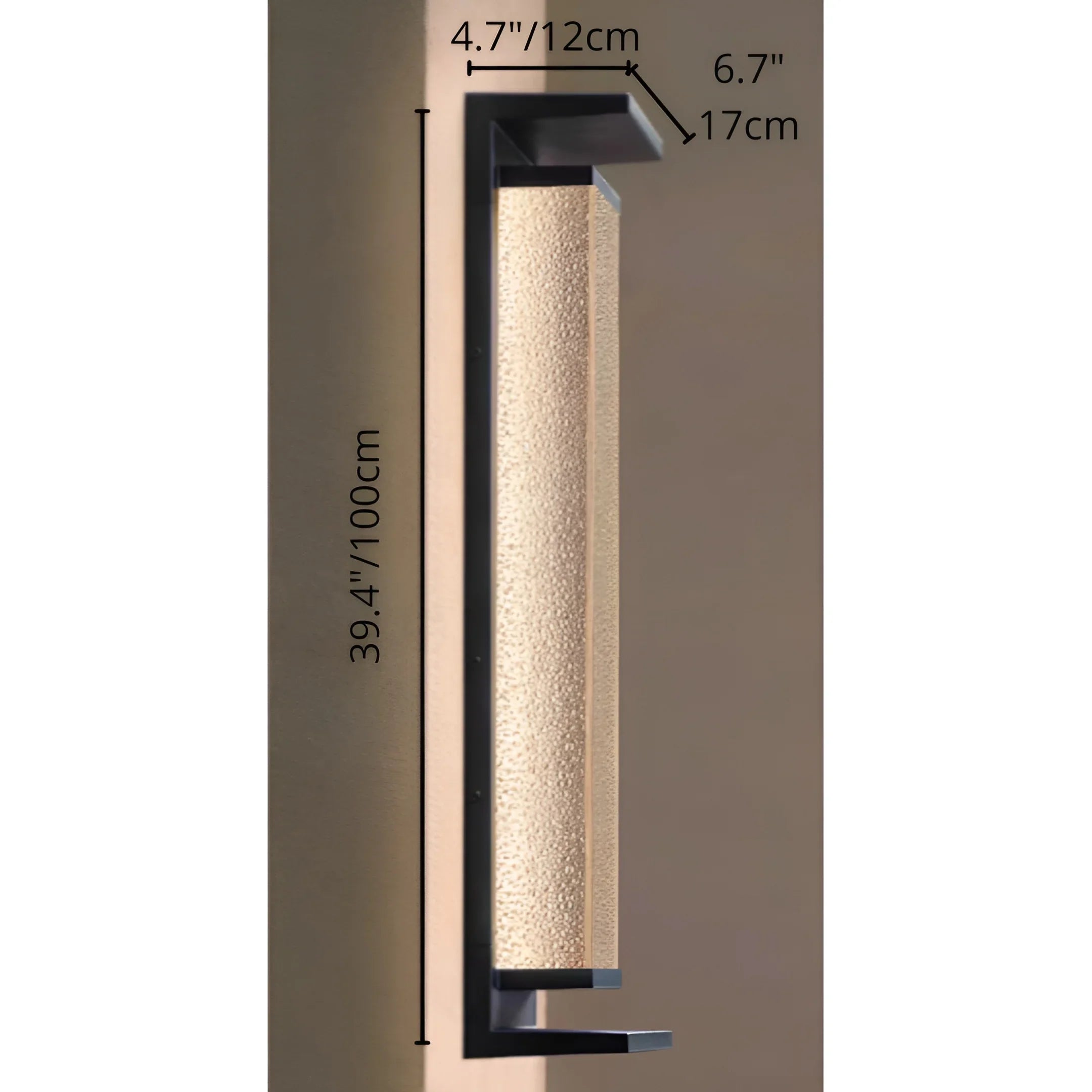 Modern Outdoor Wall Light with Textured Glass for Home Exterior