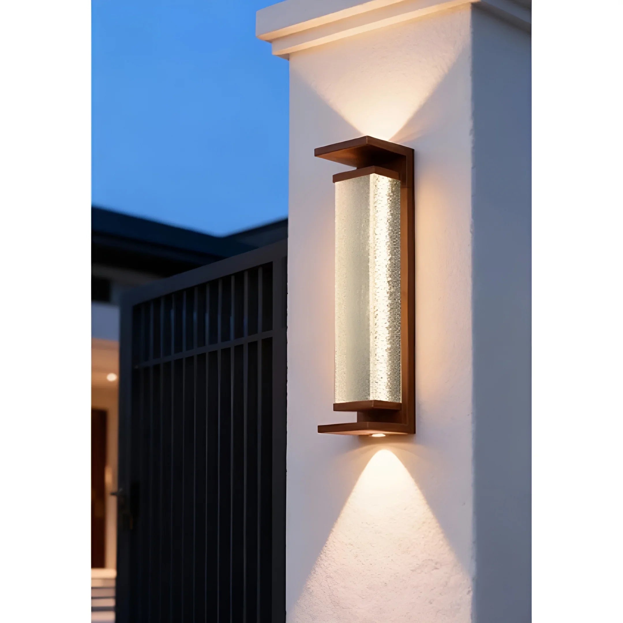 Modern Outdoor Wall Light with Textured Glass for Home Exterior