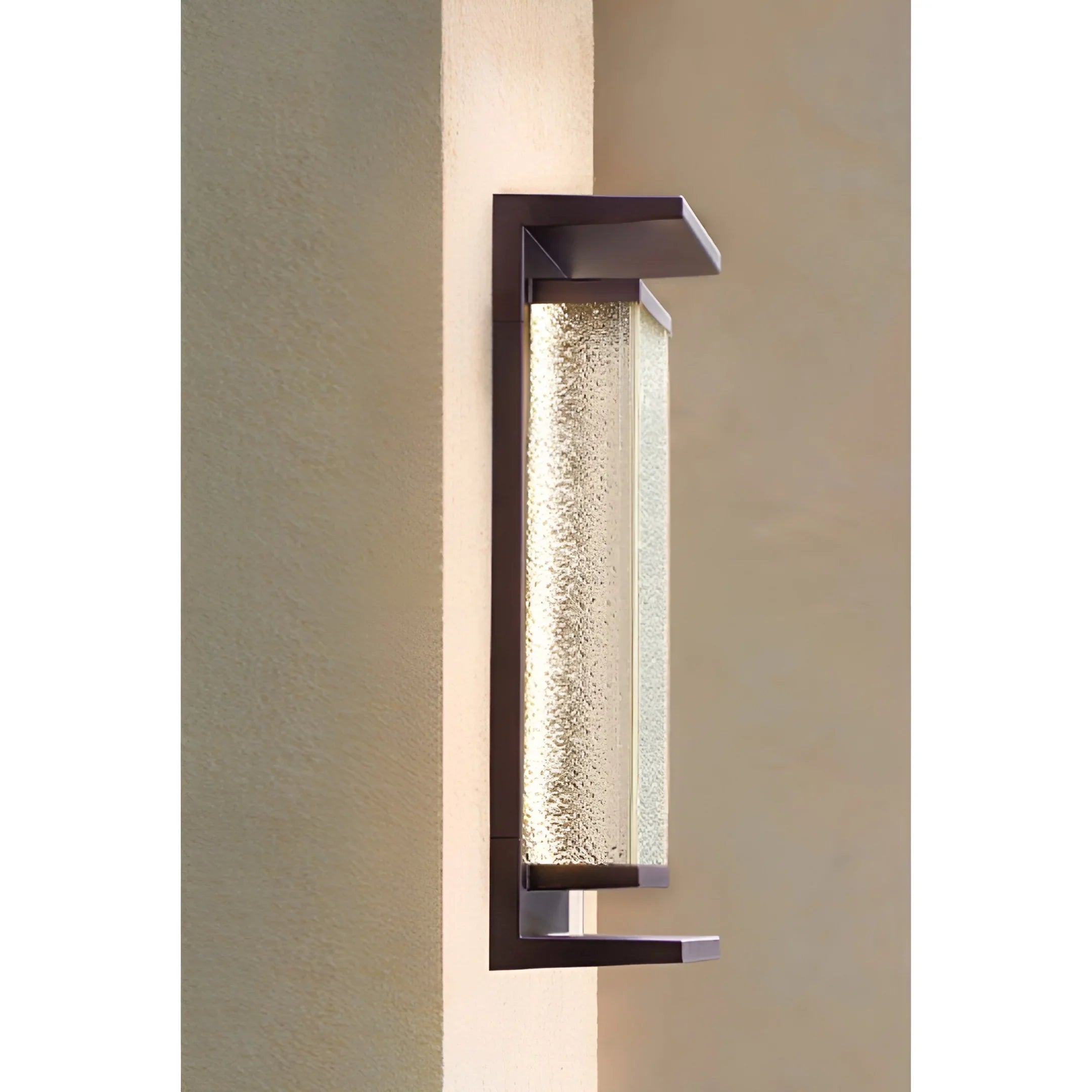 Modern Outdoor Wall Light with Textured Glass for Home Exterior