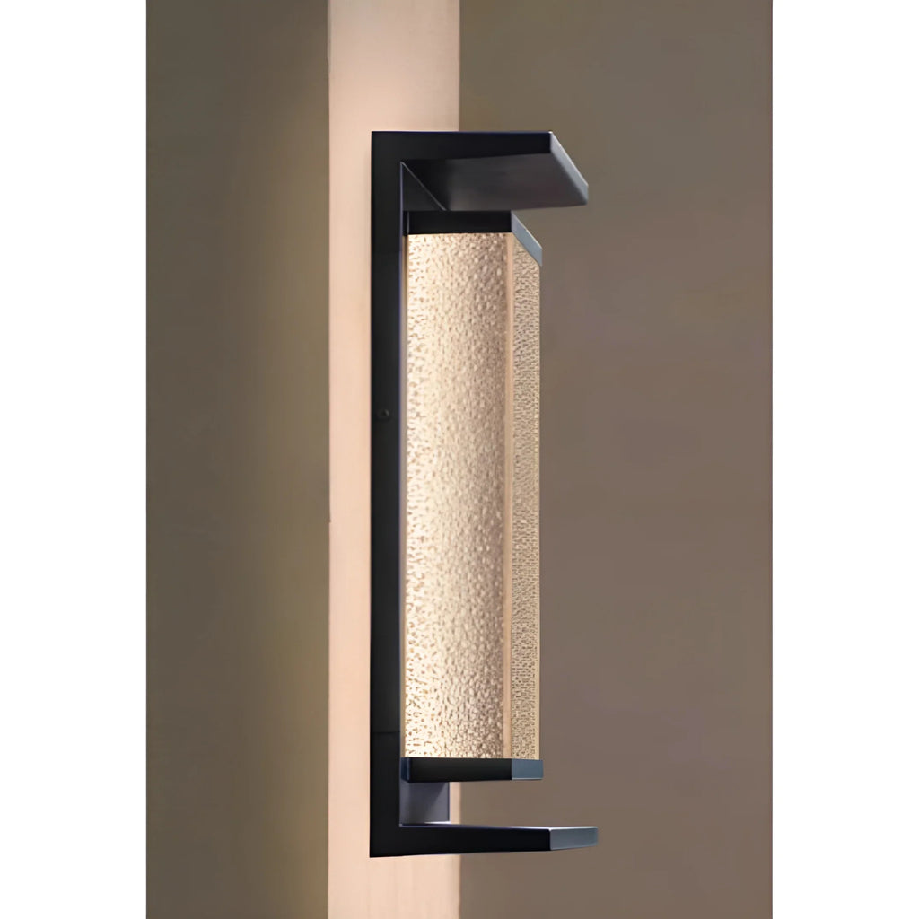 Modern Outdoor Wall Light with Textured Glass for Home Exterior