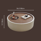 Modern Round Coffee Table with Storage – Walnut Veneer & Italian Sanded Fabric