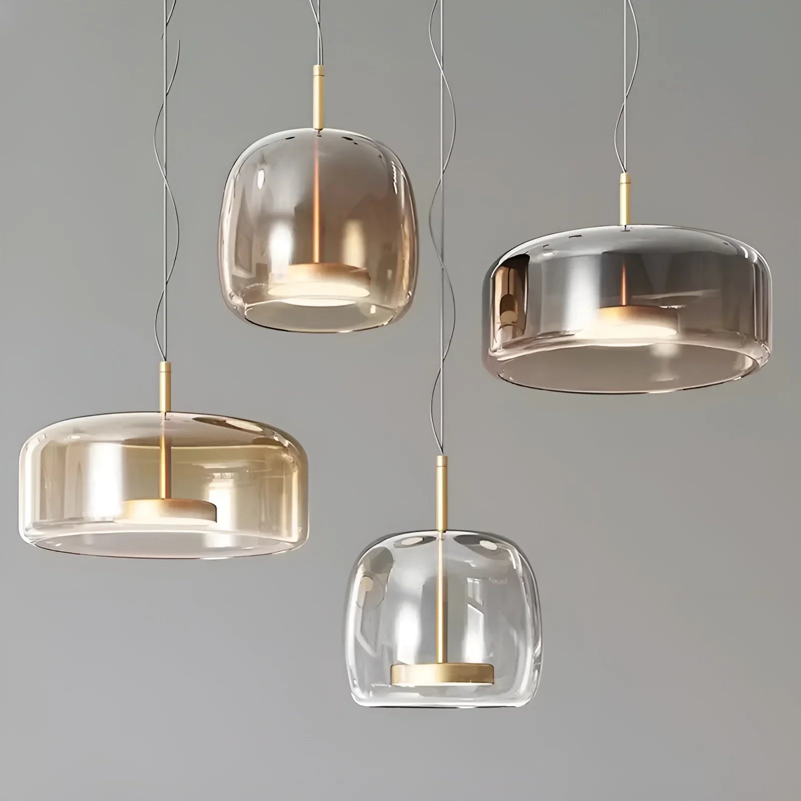 Nordic Amber Glass Pendant Light - Modern Designer Ceiling Lamp