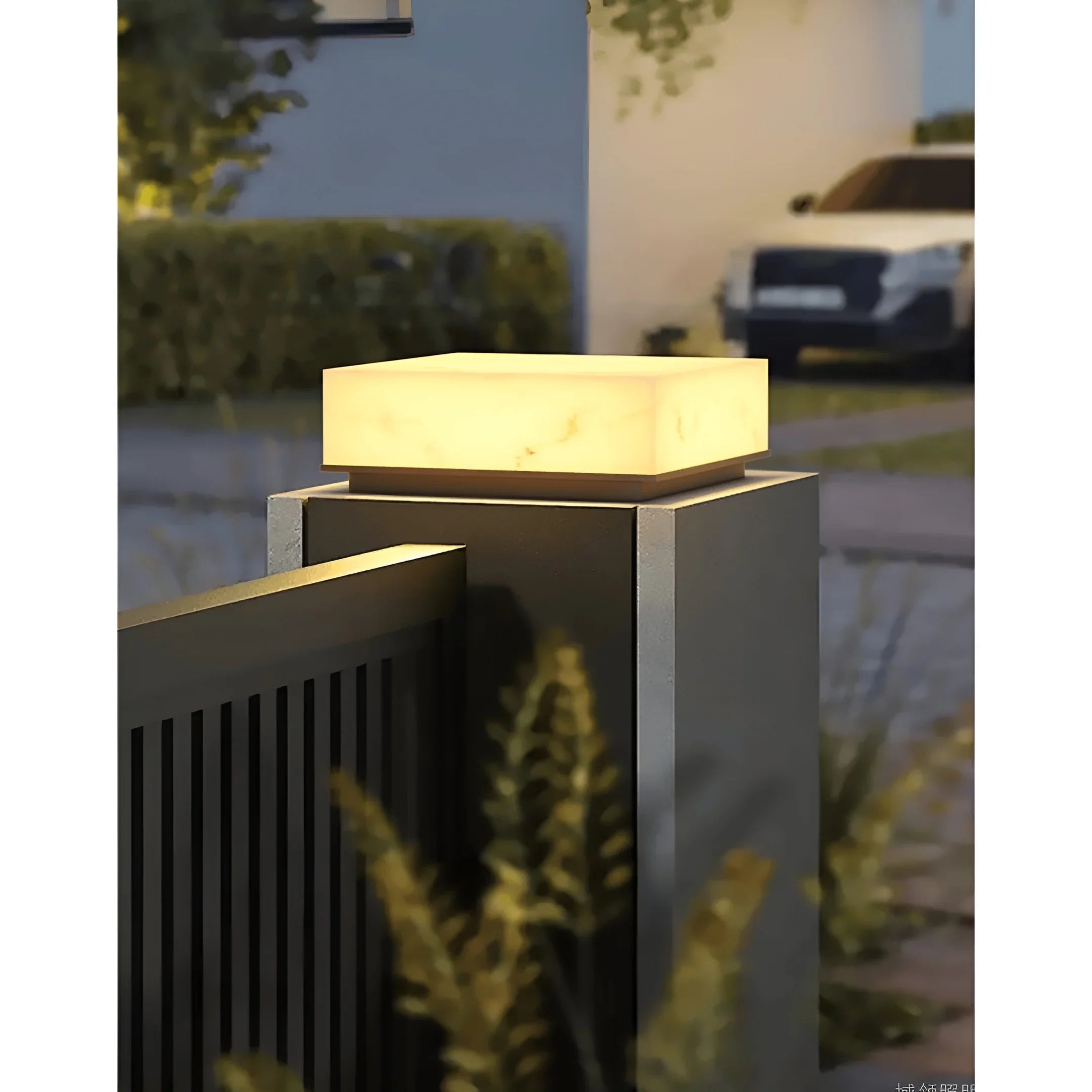 Marble-Finish Outdoor Electric Pillar Light for Garden & Villa