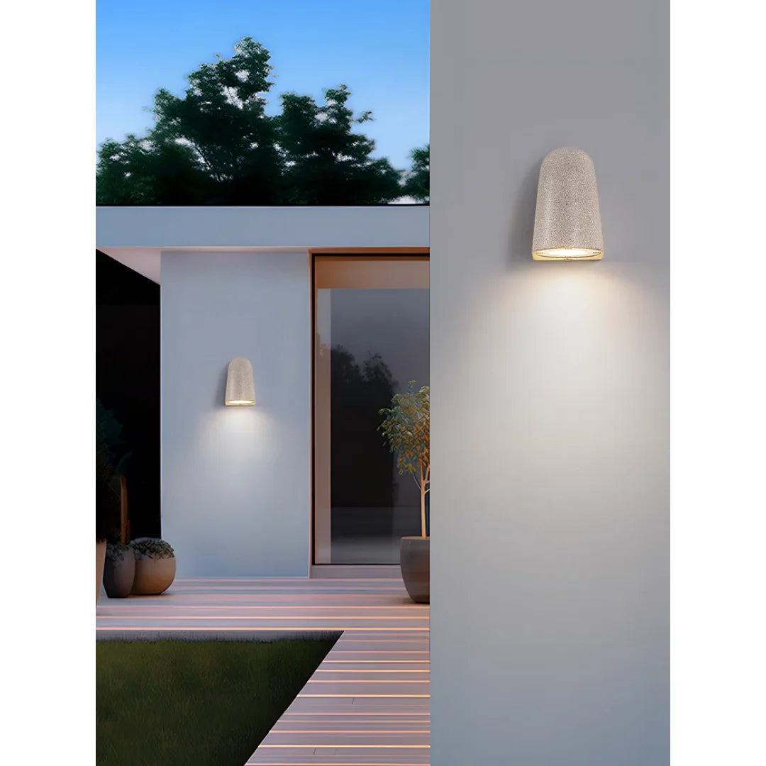 Architectural Microcement Outdoor Wall Light in Sandstone Finish