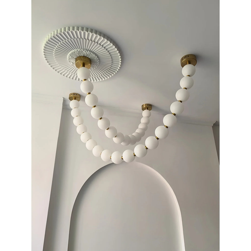 French Pearl Necklace Chandelier - Modern Staircase & Dining Light