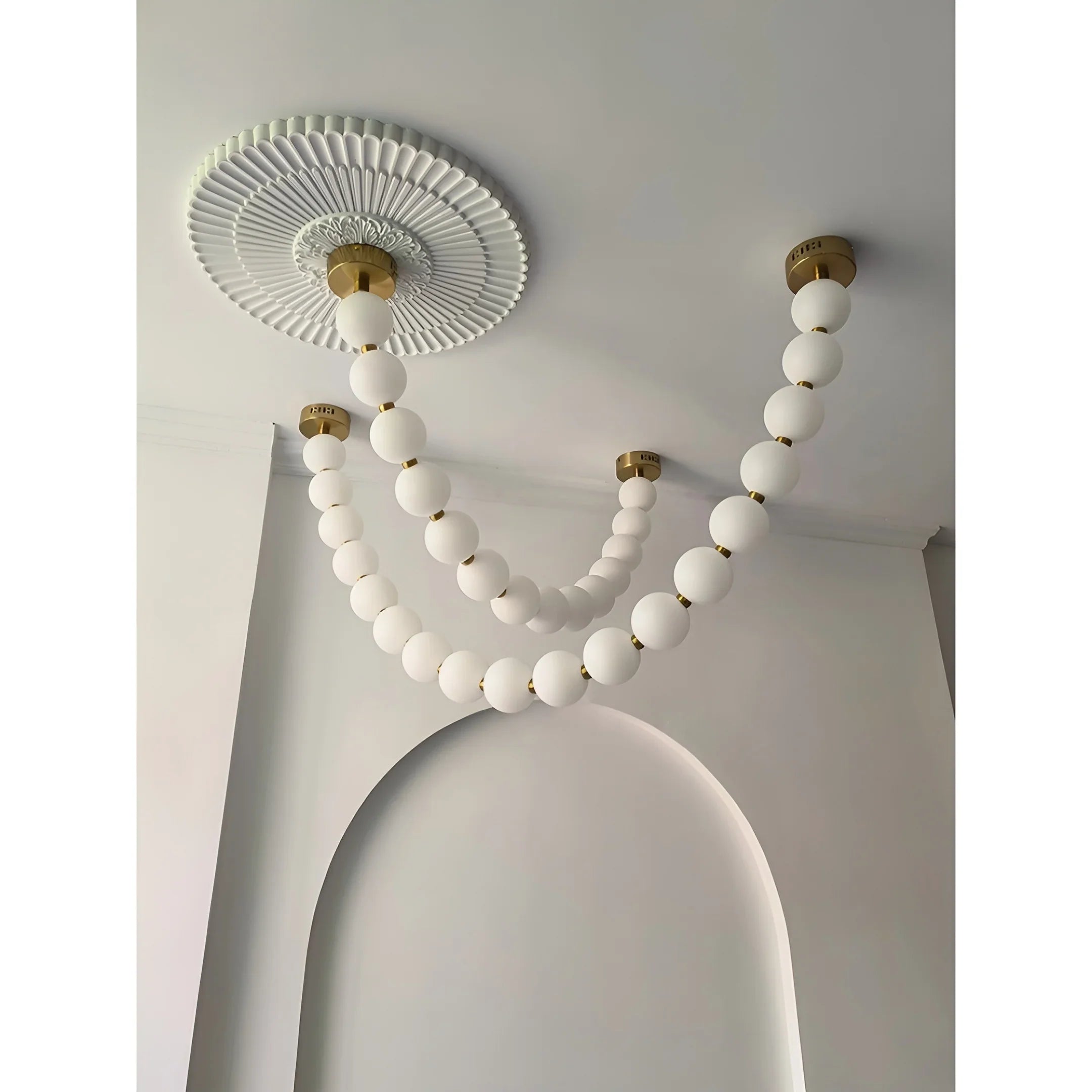 French Pearl Necklace Chandelier - Modern Staircase & Dining Light