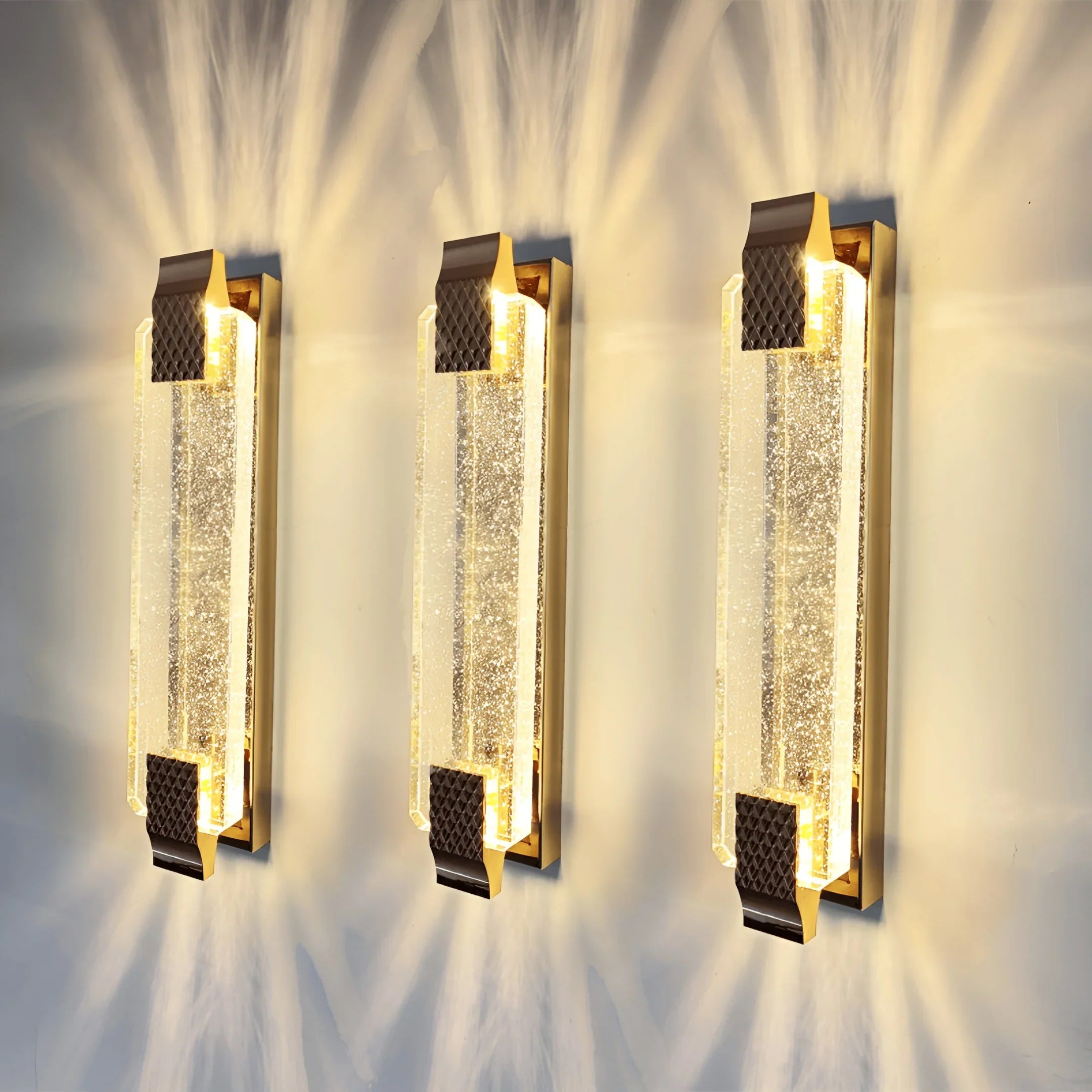 Crystal & Metal Outdoor Wall Light – Modern Luxe Waterproof Sconce