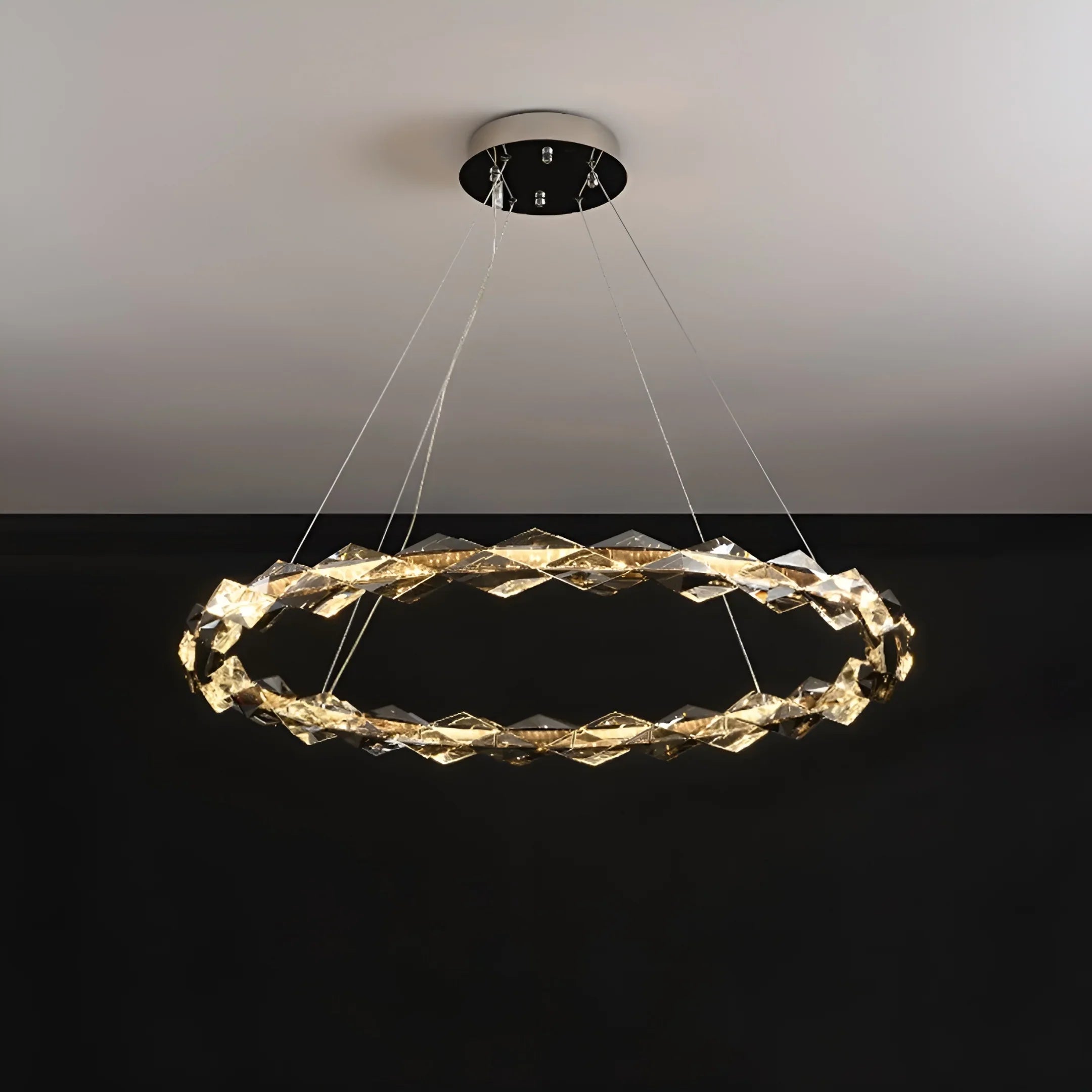 Luxury K9 Crystal Chandelier – Modern Multi-Ring LED Ceiling Light
