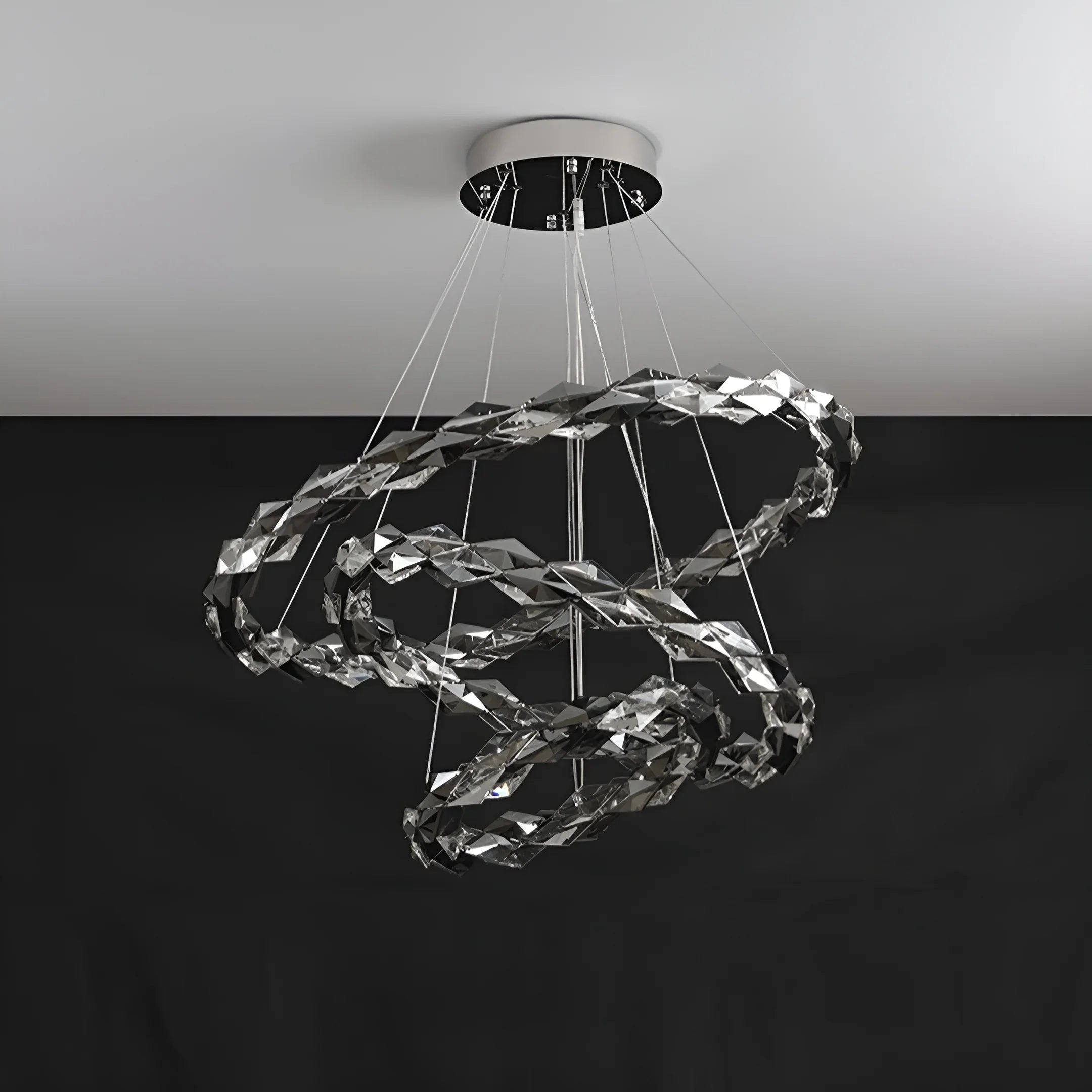 Luxury K9 Crystal Chandelier – Modern Multi-Ring LED Ceiling Light