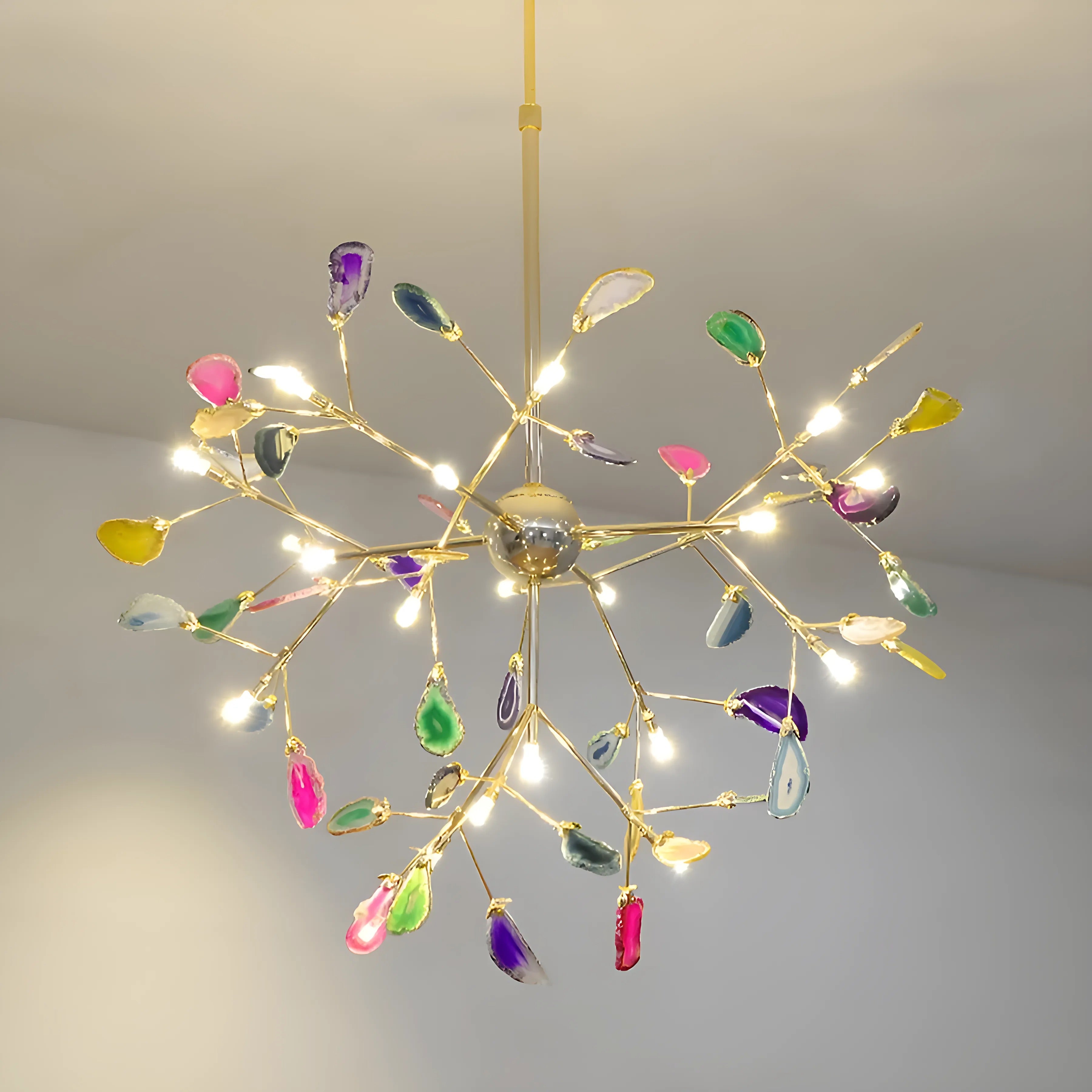 Flims | Colourful Agate Art Multicoloured LED Chandelier