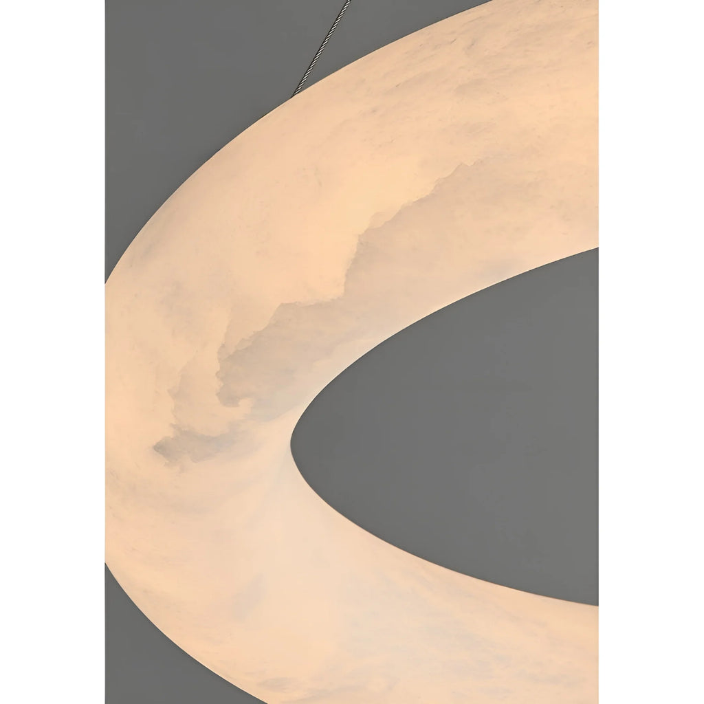 Modern Spanish Alabaster Ring Chandelier - Brass Ceiling Light