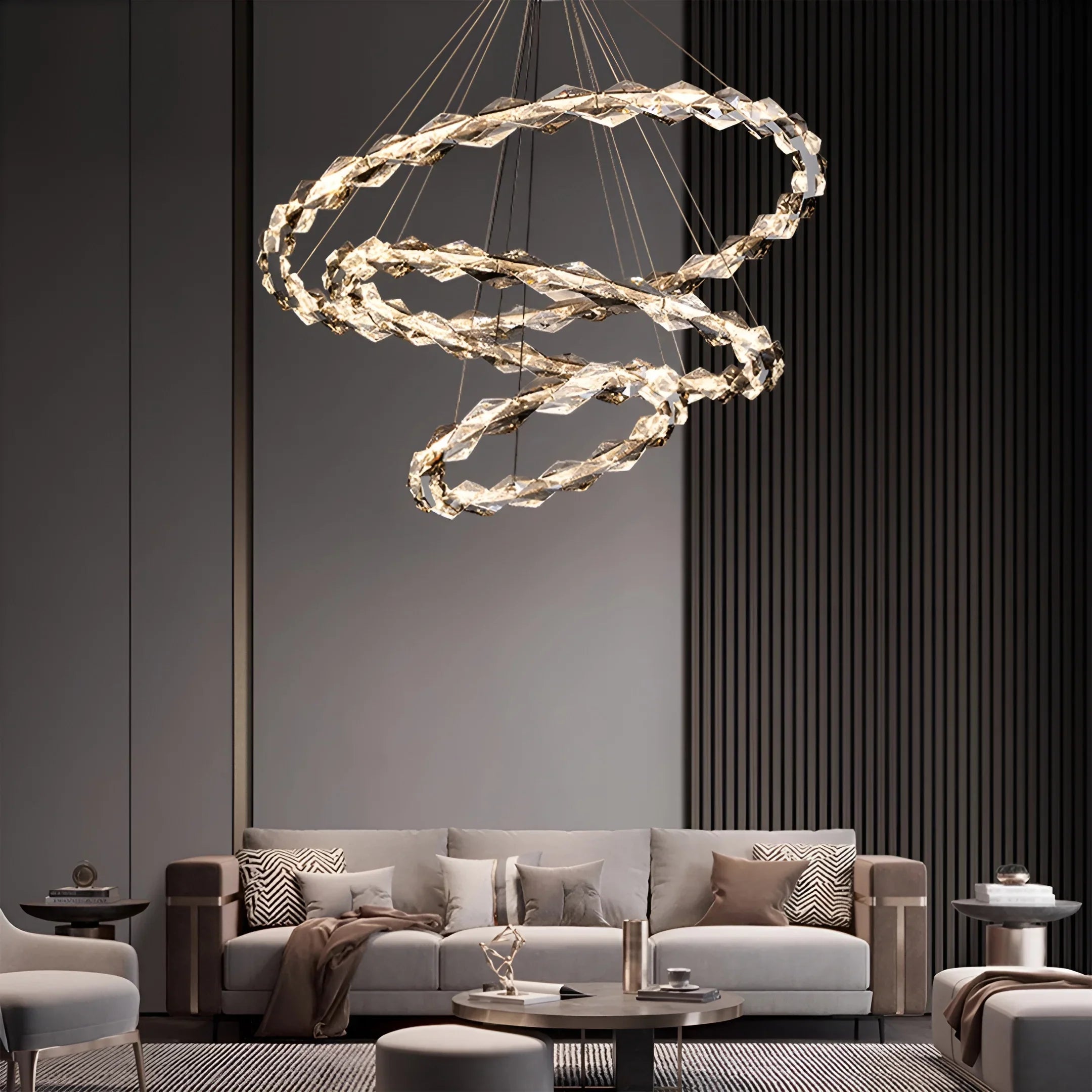 Luxury K9 Crystal Chandelier – Modern Multi-Ring LED Ceiling Light