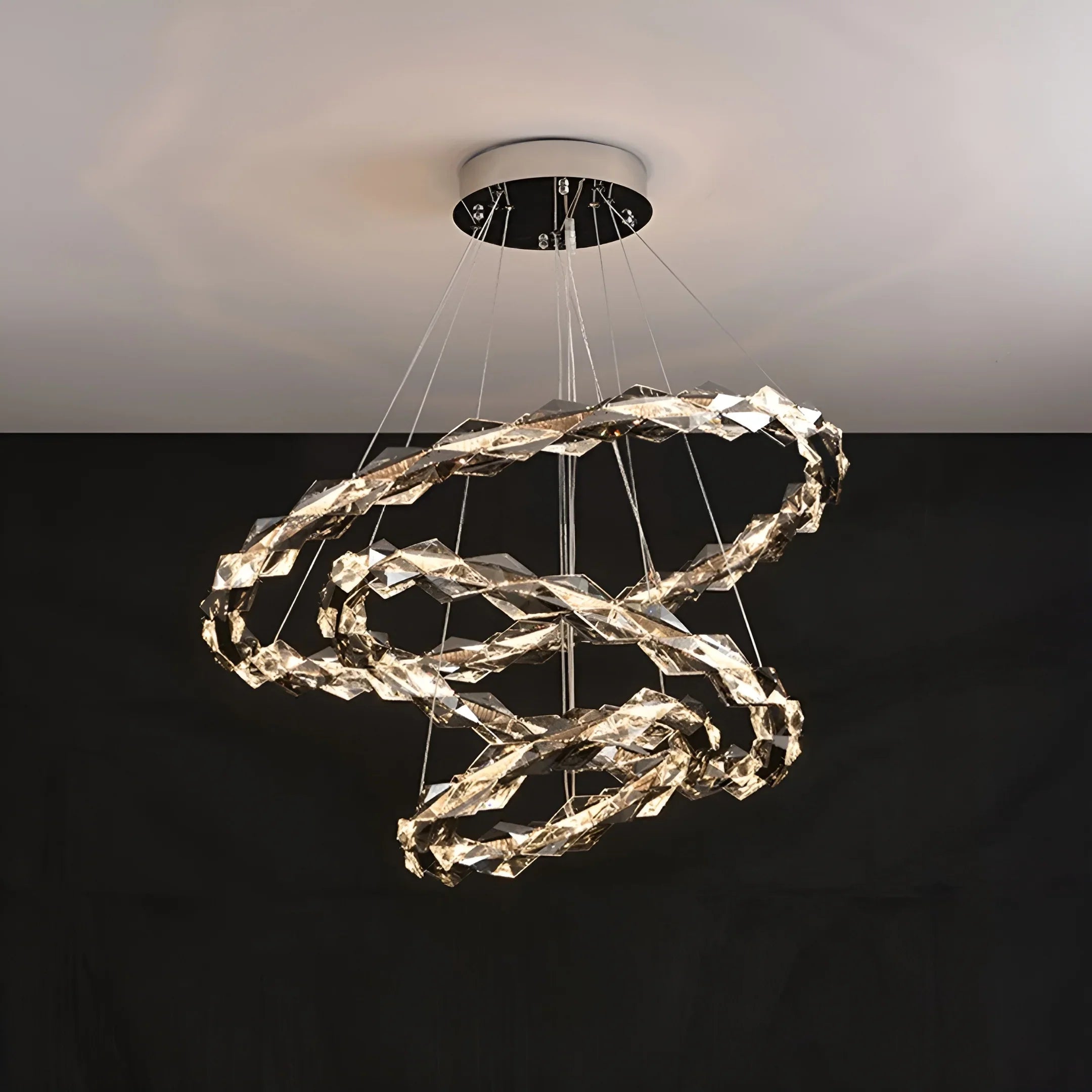 Luxury K9 Crystal Chandelier – Modern Multi-Ring LED Ceiling Light