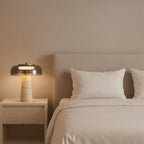 Travertine & Glass Table Lamp - Italian Minimalist Design