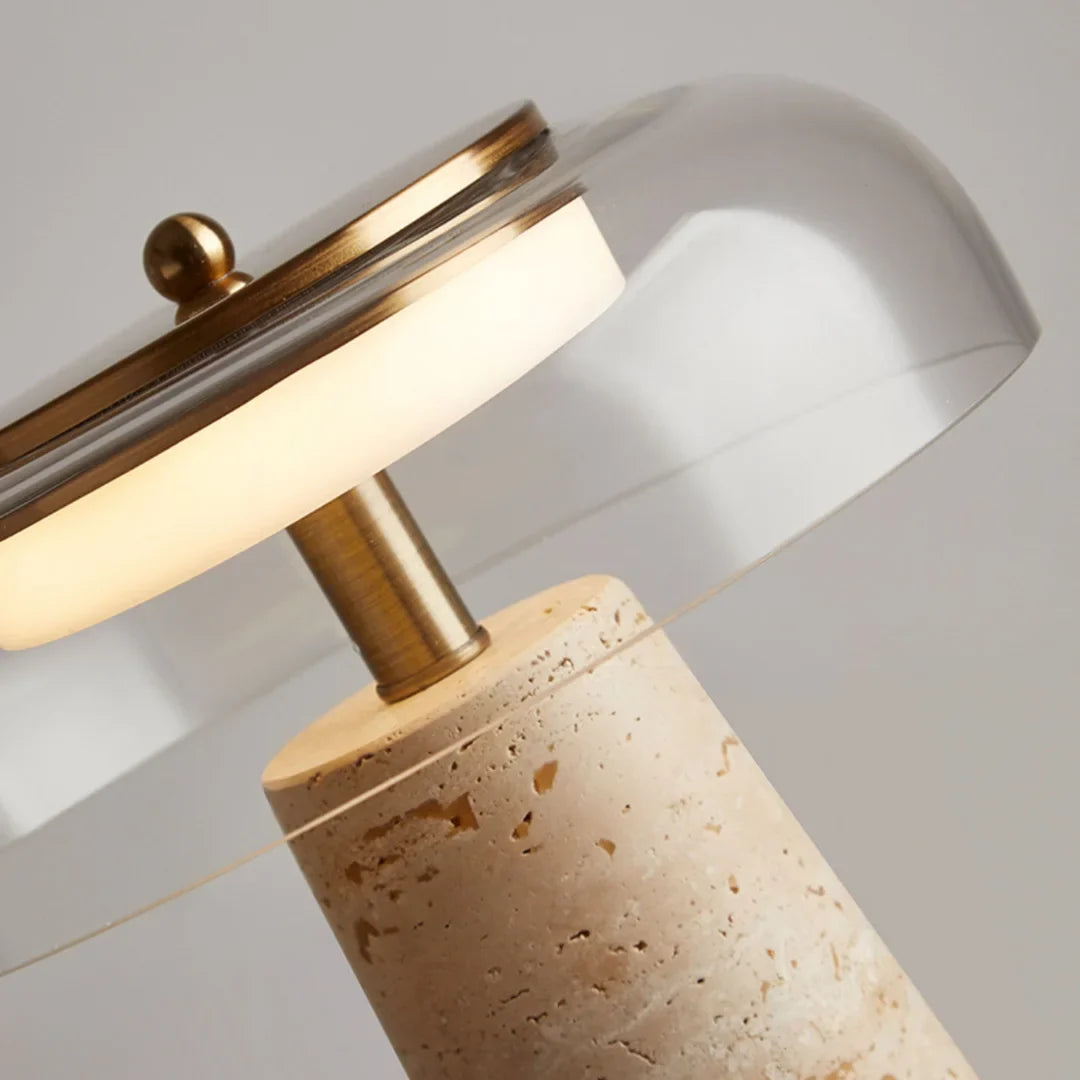 Travertine & Glass Table Lamp - Italian Minimalist Design