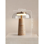 Travertine & Glass Table Lamp - Italian Minimalist Design