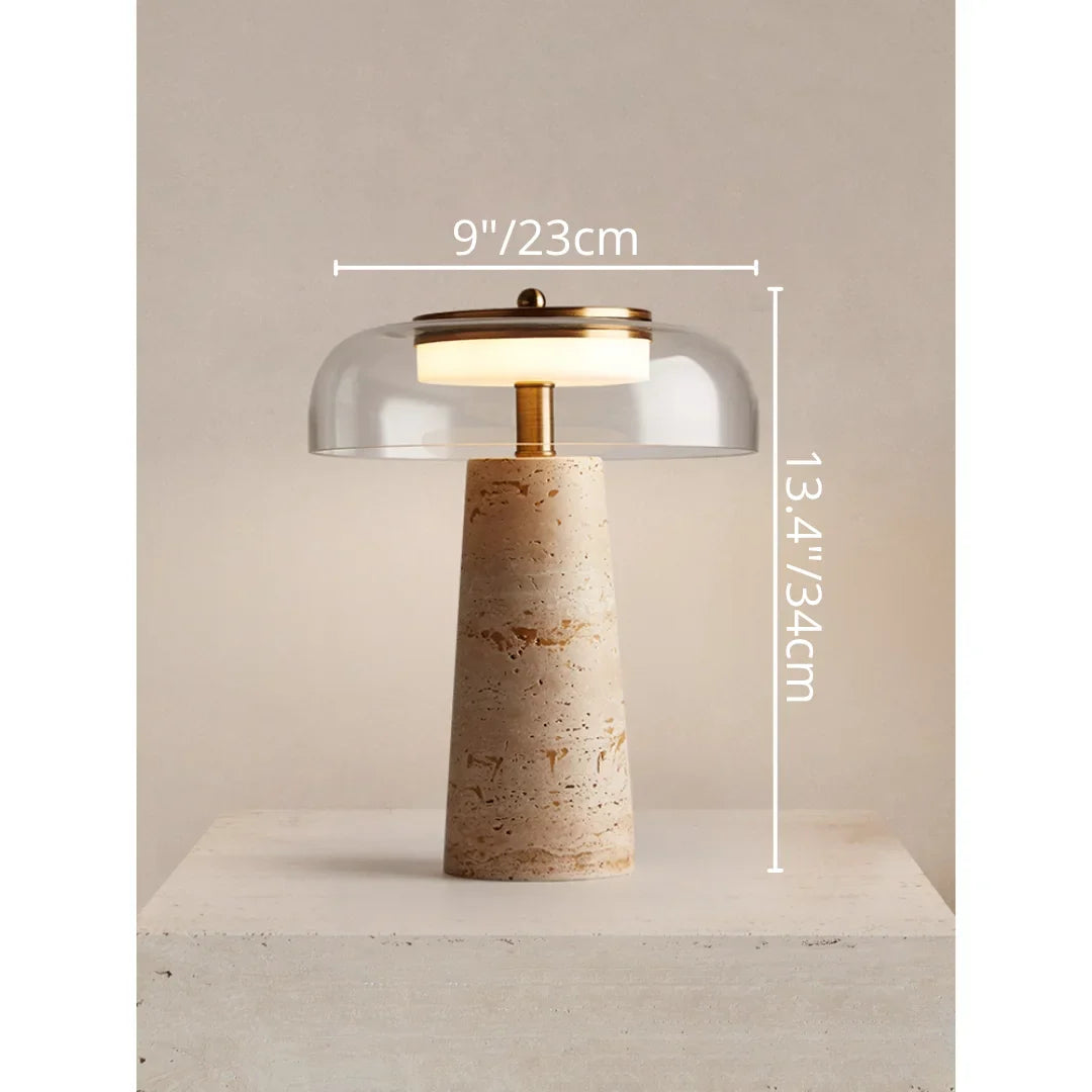 Travertine & Glass Table Lamp - Italian Minimalist Design