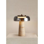 Travertine & Glass Table Lamp - Italian Minimalist Design