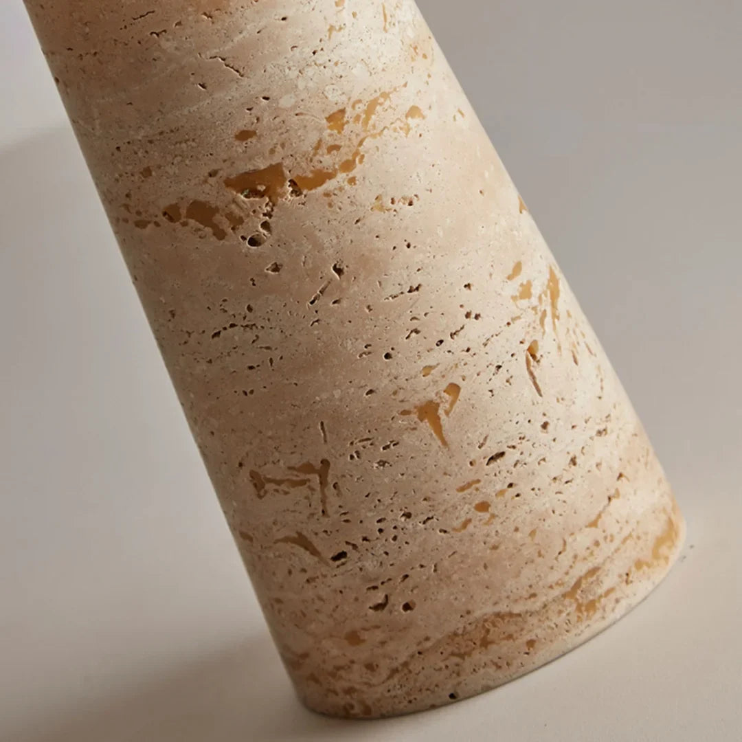 Travertine & Glass Table Lamp - Italian Minimalist Design