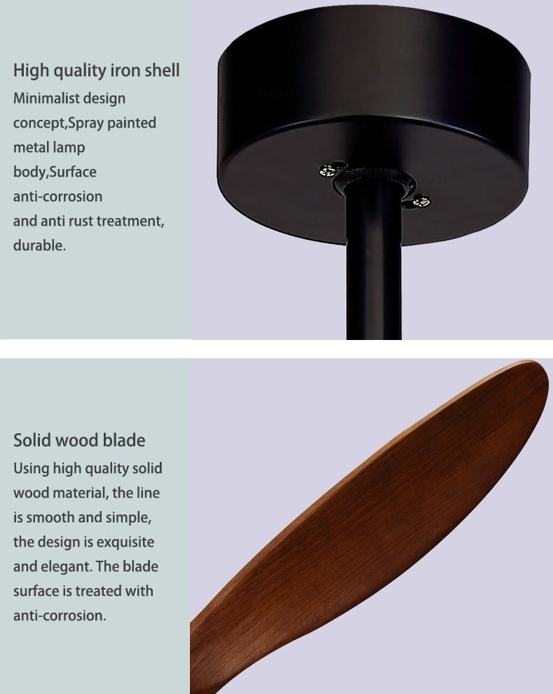 52" Modern Wooden Ceiling Fan with Lamp and Remote Control