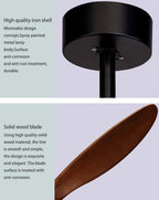 52" Modern Wooden Ceiling Fan with Lamp and Remote Control