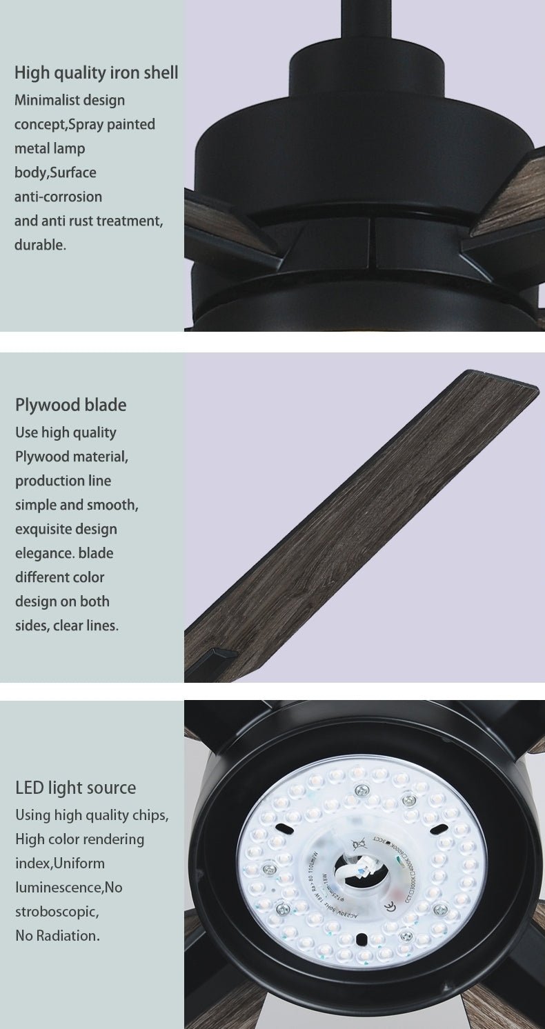 52" Ceiling Fan Lamp with Plywood Blade