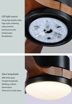 52" Modern Wooden Ceiling Fan with Lamp and Remote Control