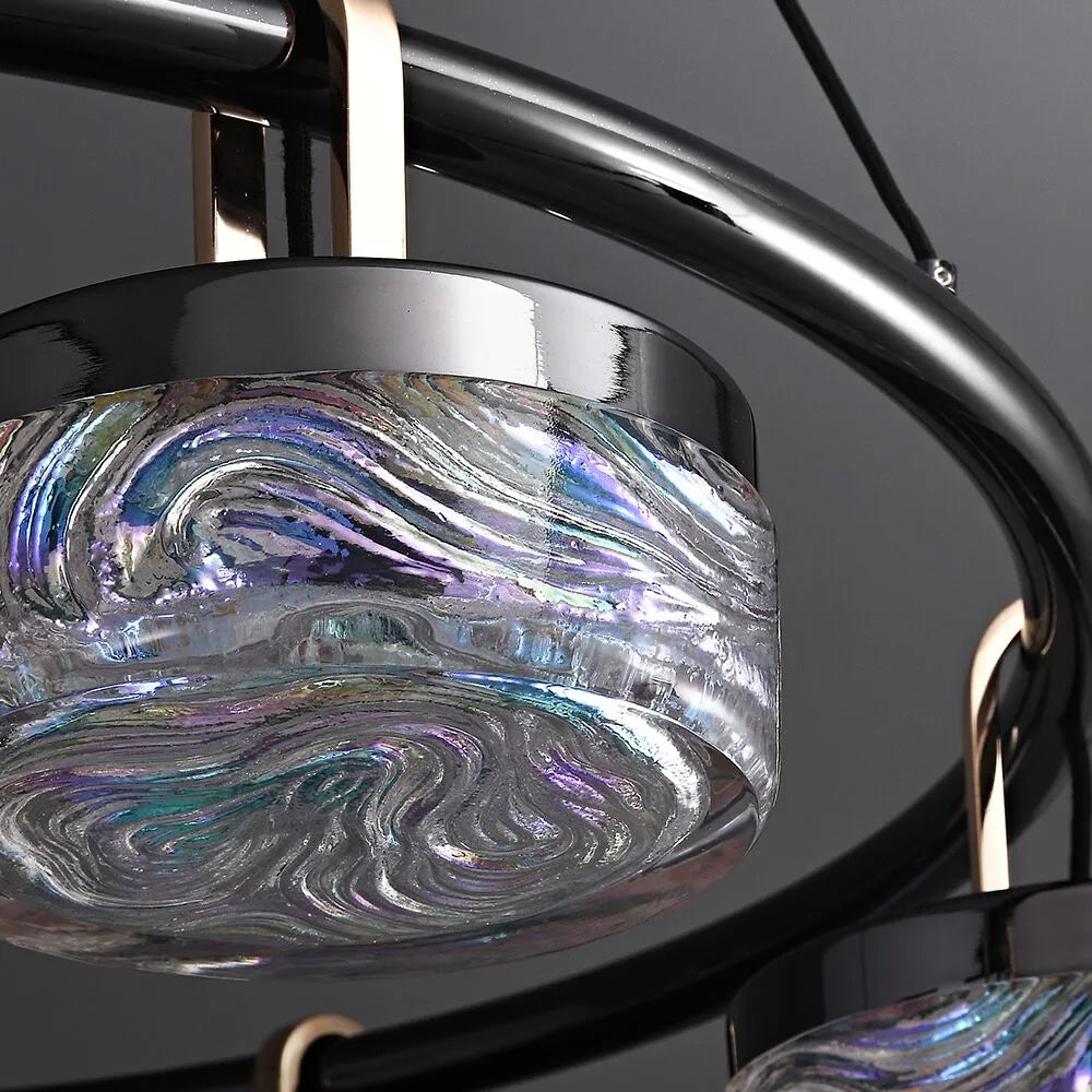 Pearl Black and Champagne Gold Illumination Pendant Fixture