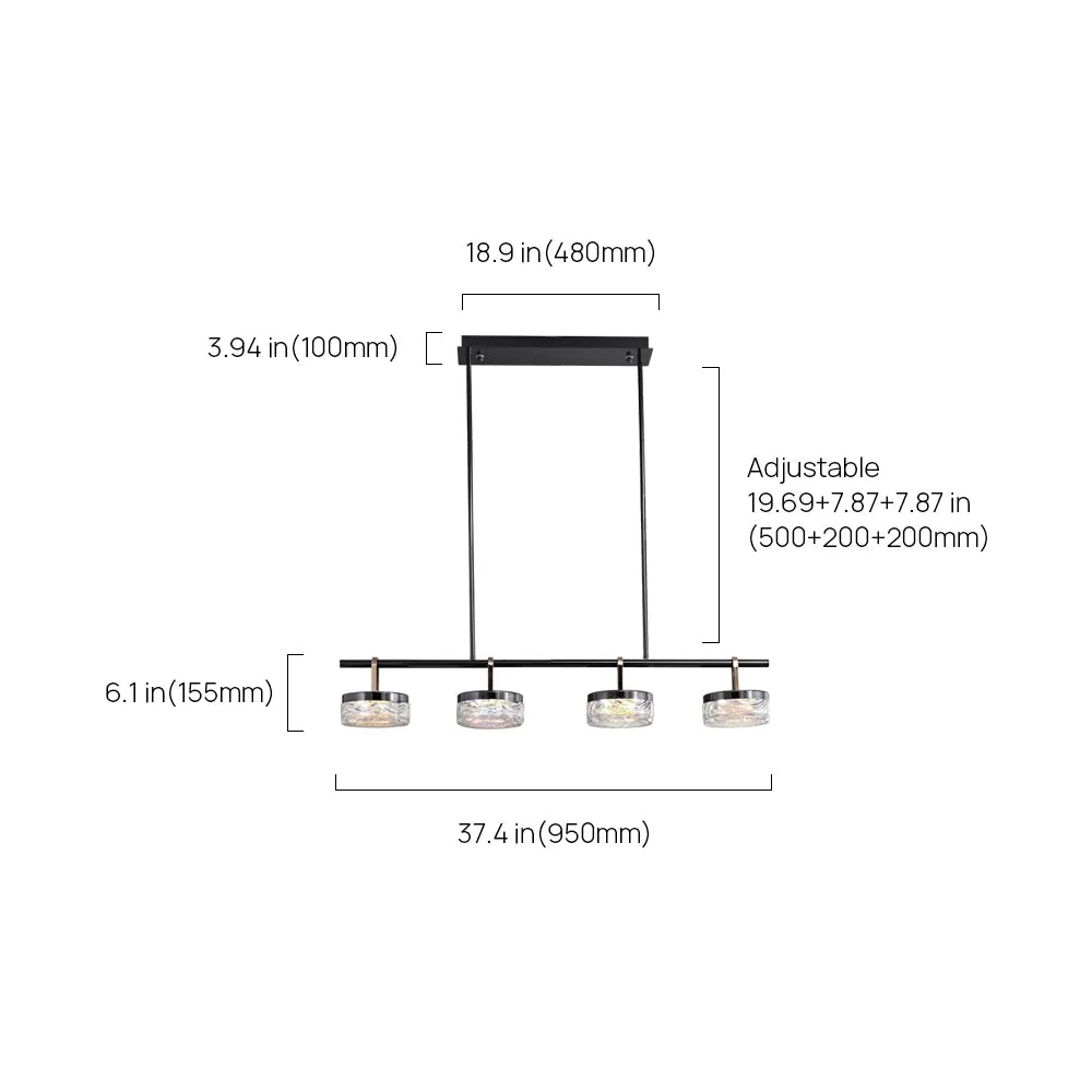 Elegant Colorful Linear Lamp for Modern Kitchen Island