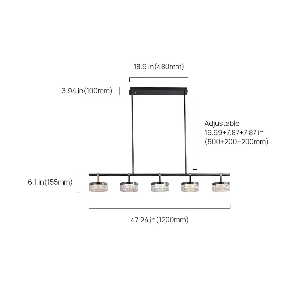 Elegant Colorful Linear Lamp for Modern Kitchen Island