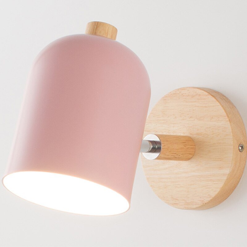 Nordic Wooden Steering Head Wall Sconce Pink