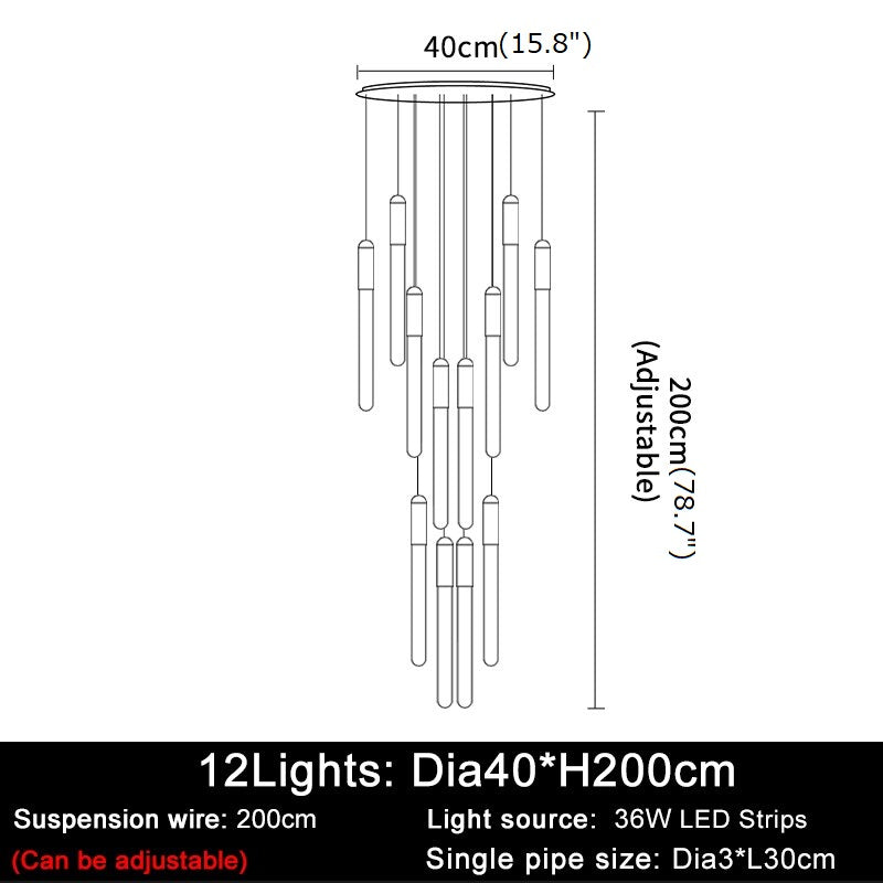 Drap | Modern Long Minimalistic Hanging LED Chandelier