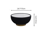 Venti Round Coffee Table - Rock Slab Top, PU Leather Body & Gold Base