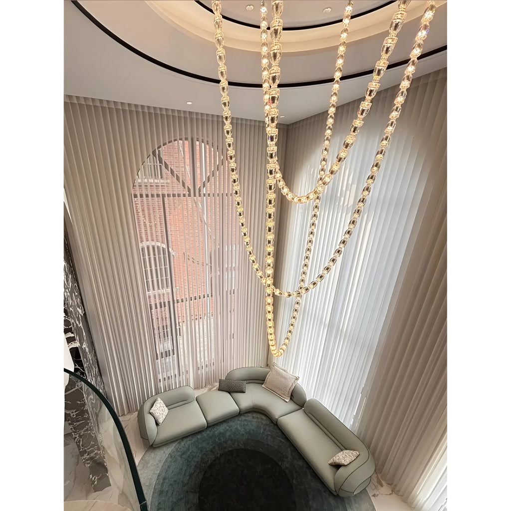 Verona Grand Crystal Staircase Chandelier - Italian Design with K9 Crystals and LED Light