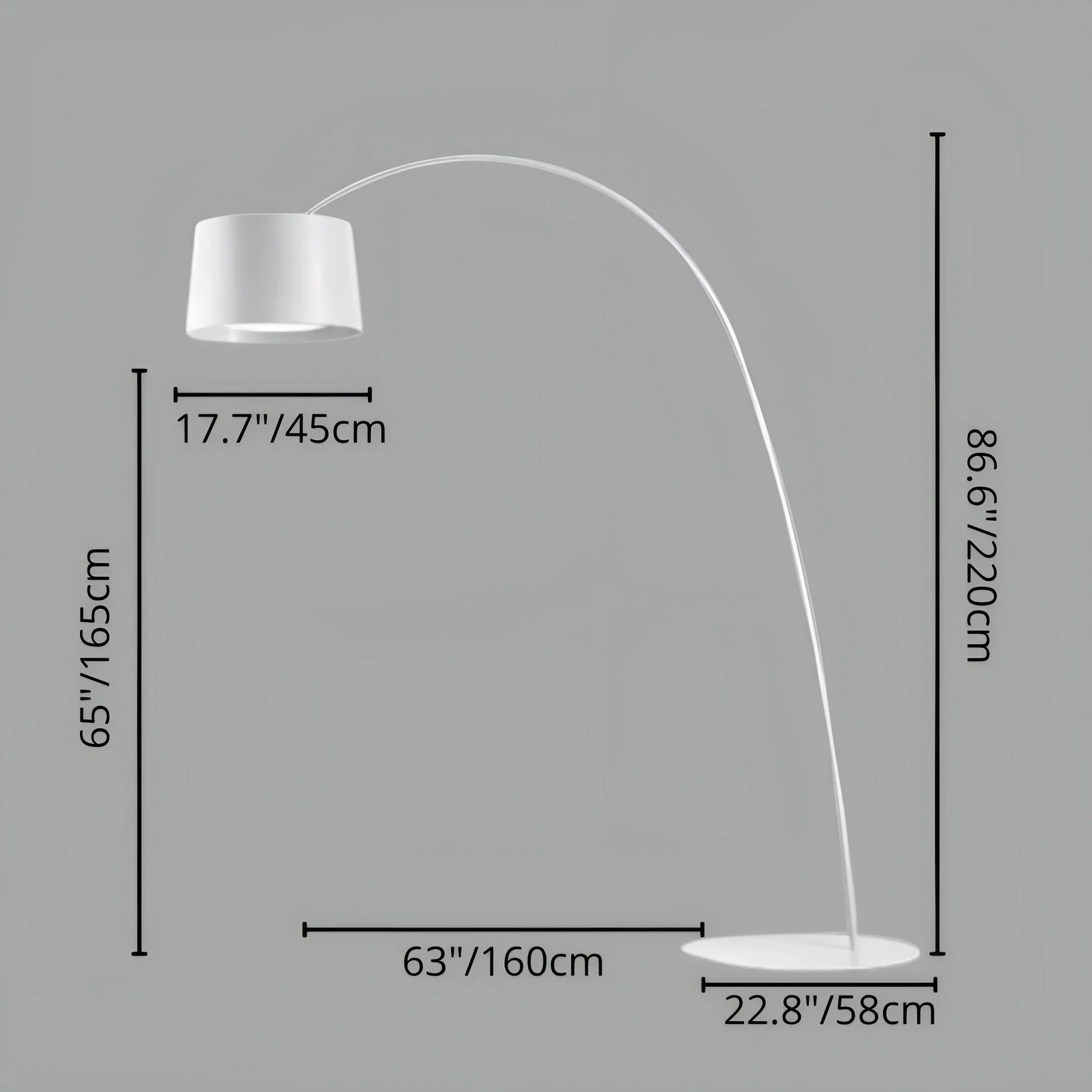 Designer Arc Floor Lamp - Modern Minimalist Aluminum Lamp